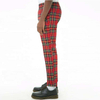 Fashion Spring Mens Slim Fit Red Plaid Pants With Slanted Zip Pockets