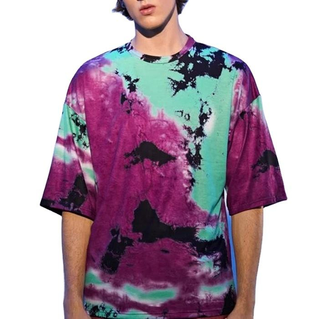 Custom Cottonus Mens stillabunt humero colligationem tinctura brevi manicas T-shirt