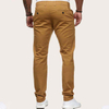 Fashion Pants Men Solid Color Button Mid Waist Casual Pants