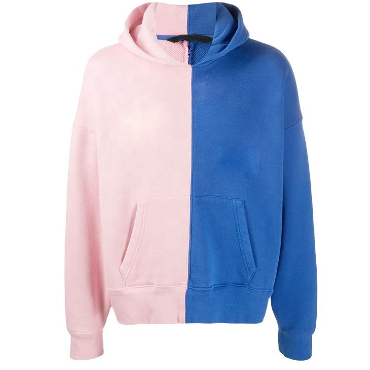 New Style Custom Logo Print Color Block Oversized Hoodies Mens