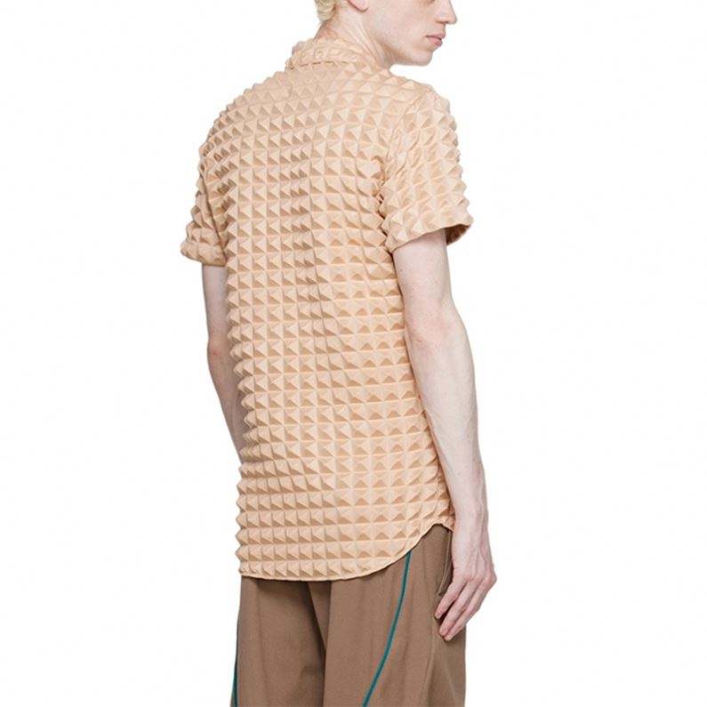 OEM Manufacturer Custom Summer Style Men Square Collar High Quality Polyester Fashion Short Sleeve Shirt For Men