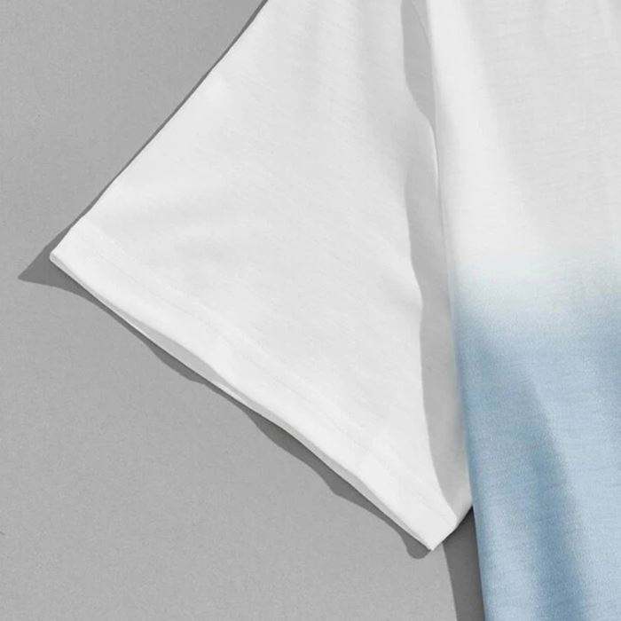 Oem Custom Logo Blank Soft Cotton Tshirt Short Sleeve Men Pocket Detail Ombre Basic Tshirt