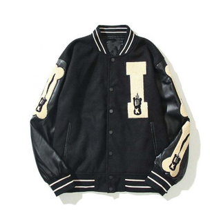 Veste de bombardier d'hiver personnalis&eacute;e en gros, fabricant OEM, ample, manches longues, v&ecirc;tements urbains d&eacute;contract&eacute;s, manteaux de Baseball en cuir pour hommes