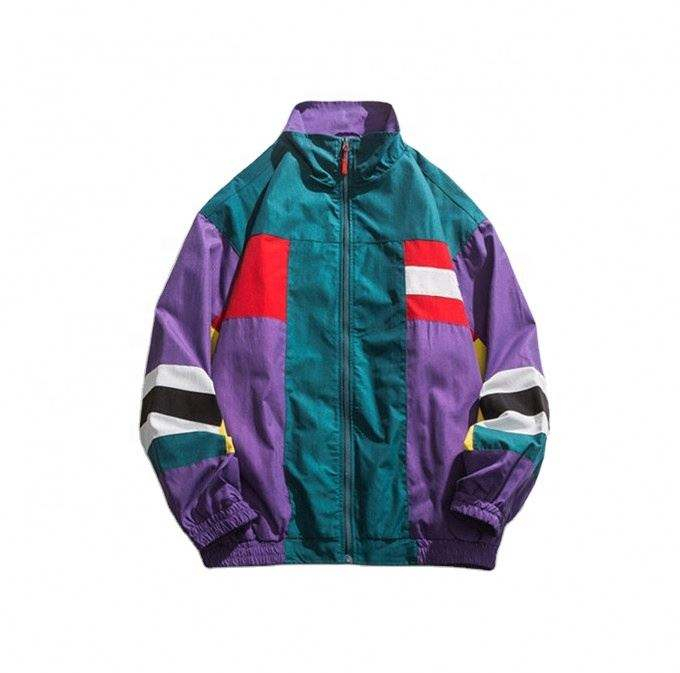 Oem Manufacturer Custom Men's Contrasting Colors Spliced Vertical Collar Overalls Casual Coat Jacket