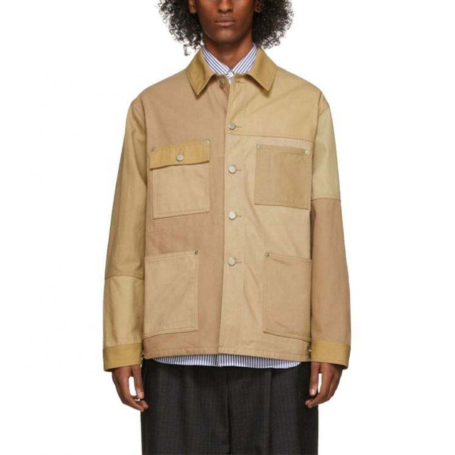 OEM Manufacturer Custom Long Sleeve Men's Color Block Denim Button Up Shirt With Multiple Cargo Pocket