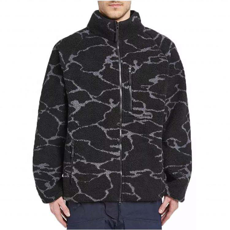 OEM Manufacturer 100% Polyester Custom Men Clothing Logo Patch Pocket Heavy Weight Warm Fleece Men's Coats Jacket