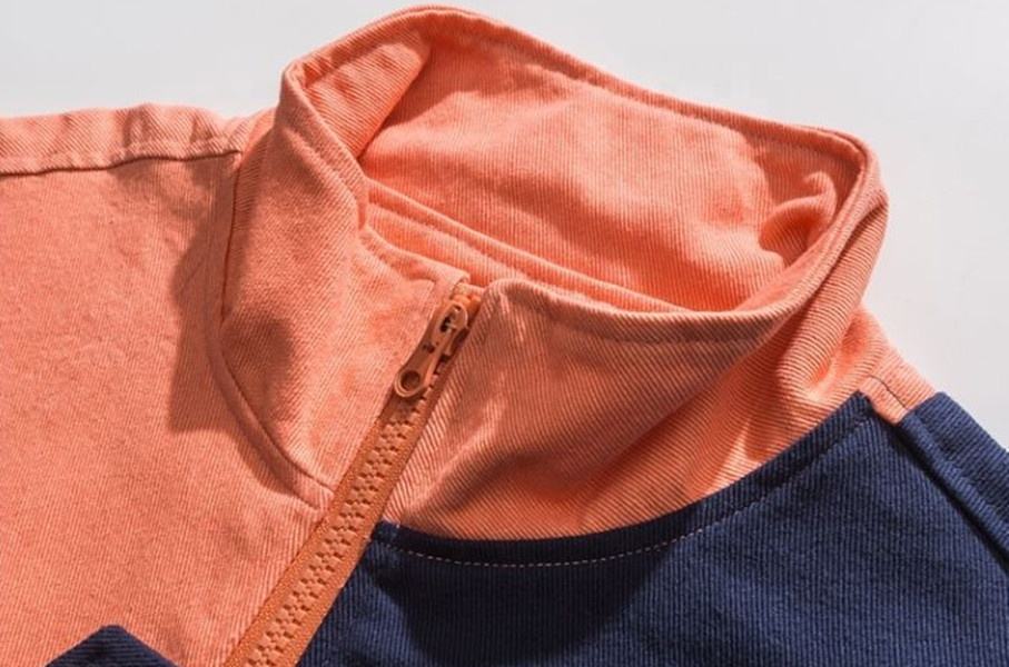OEM Manufacturer Custom Men's Plus-Size Patchwork Color Wash Coat Jacket