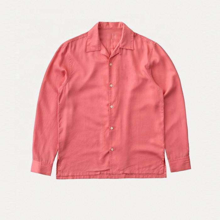 OEM Manufacturer Custom Logo Design Fashionable Button Up Long Sleeve Blank Pink Shirt For Men
