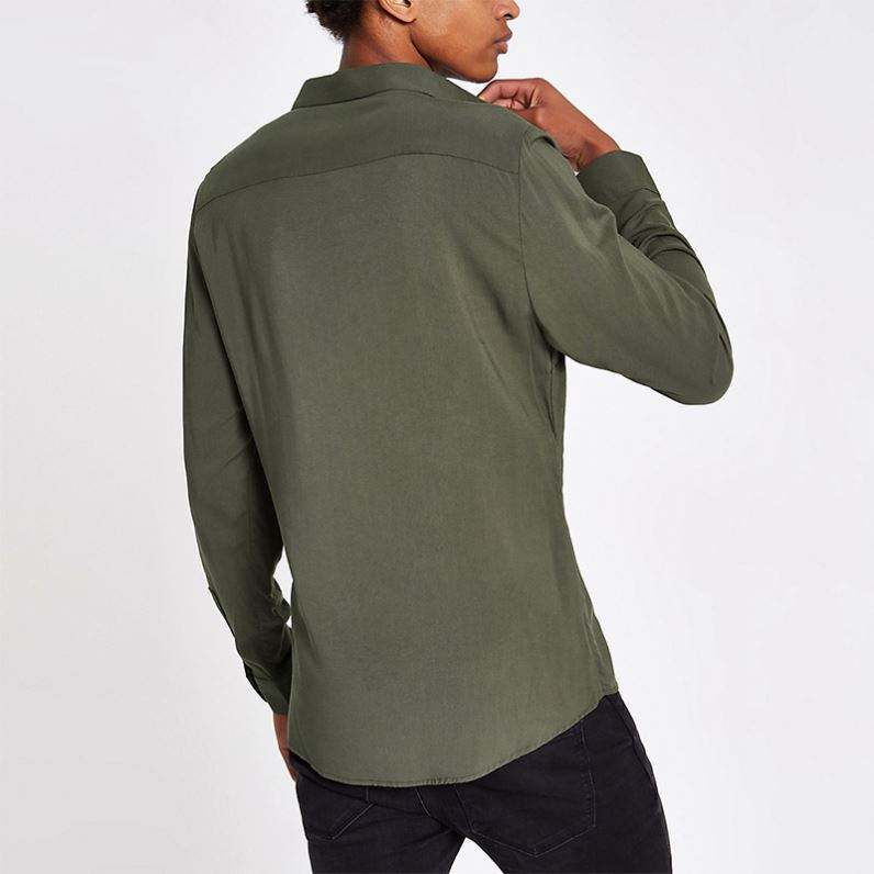 OEM Manufacturer Wholesale Shirts For Men Khaki Viscose Long Sleeve Shirt