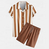 OEM Manufacturer Customized Thin Men Clothing Set Striped Shorts Sleeves And Shorts Casual Men Short Set