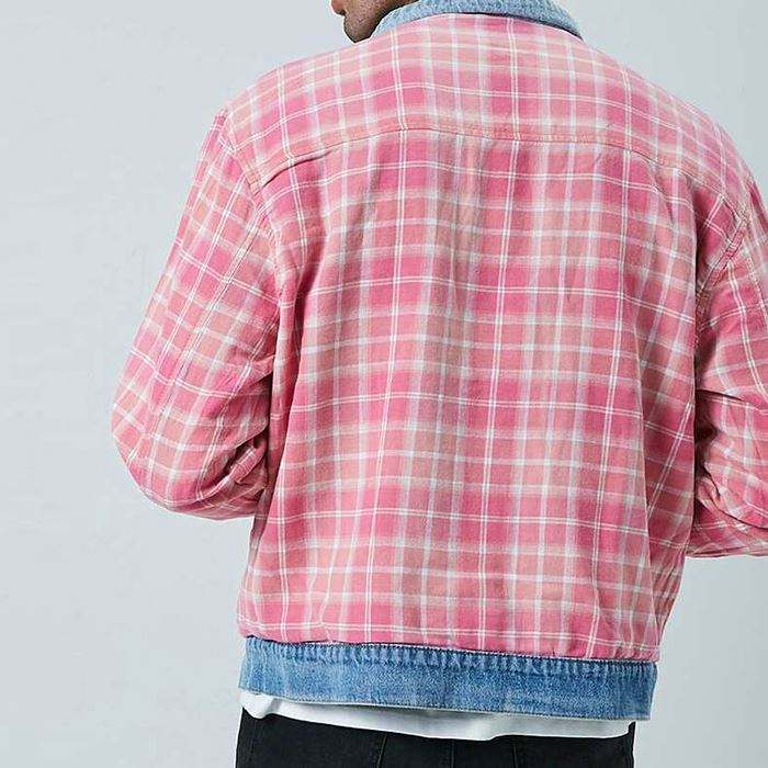 Mens Jackets China Factory Custom Winter Coat Reversible Plaid Mens Denim Jacket