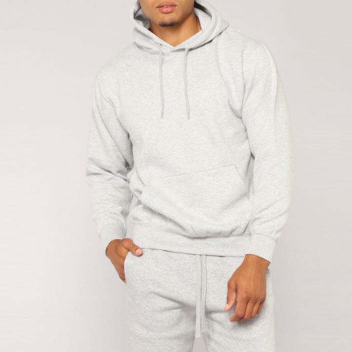 High Quality Custom Logo Design Slim Fit Long Sleeve Kangaroo Pocket Grey Tracksuit For Men