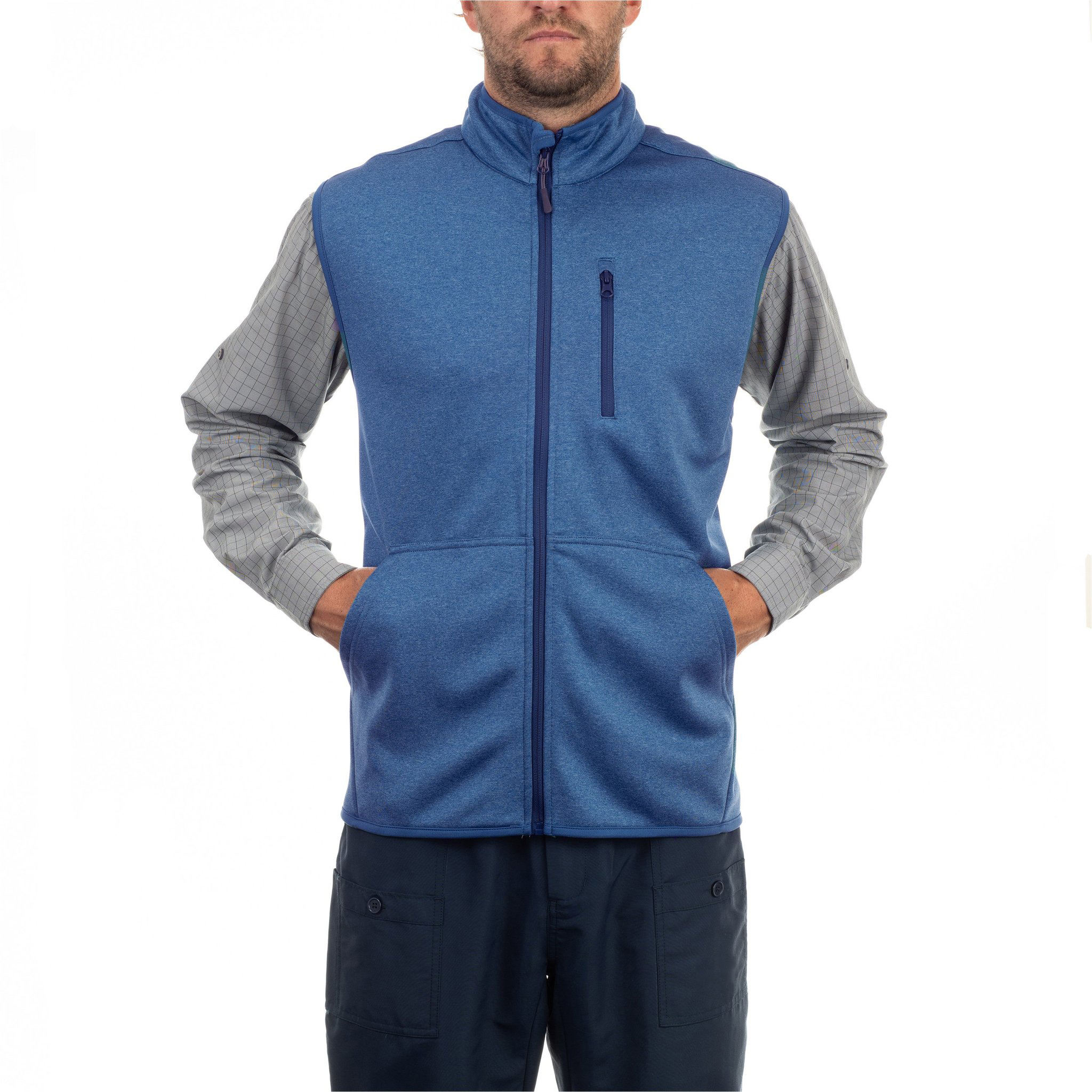 OEM Manufacturer Custom Logo Mid-weight Polyester Microfleece Zip Men  Fishing Vest