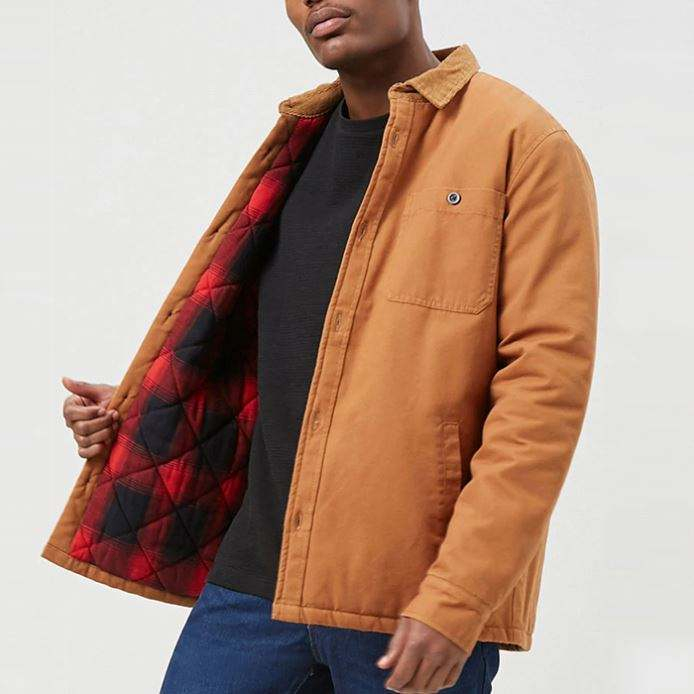 Factory Supply Padded Button Down Canvas Men Winter Coat Jacket