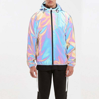 Veste de Sport r&eacute;fl&eacute;chissante arc-en-ciel, coupe-vent imperm&eacute;able &agrave; manches longues avec fermeture &eacute;clair pour hommes, fabricant OEM personnalis&eacute;