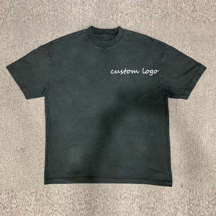Factory Custom Logo & Label Tshirts Basic Vintage Style Tshirts Men Heavyweight Cotton Short Sleeve Tshirt