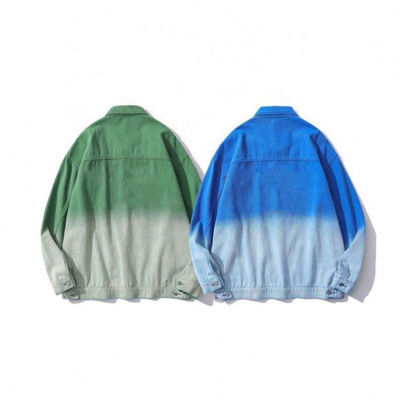 Oem Manufacturer Wholesale Custom Fashion Gradient Pattern Denim Cardigan Clothing Jacket