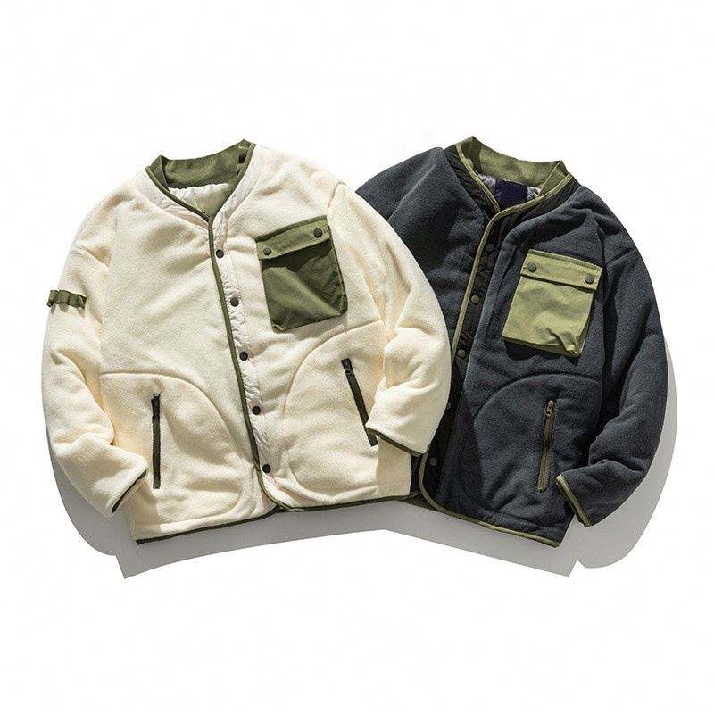 OEM Manufacturer Custom Multi-Pocket Solid Color Ribbed Hem Stand Collar Cotton Coats Jacket