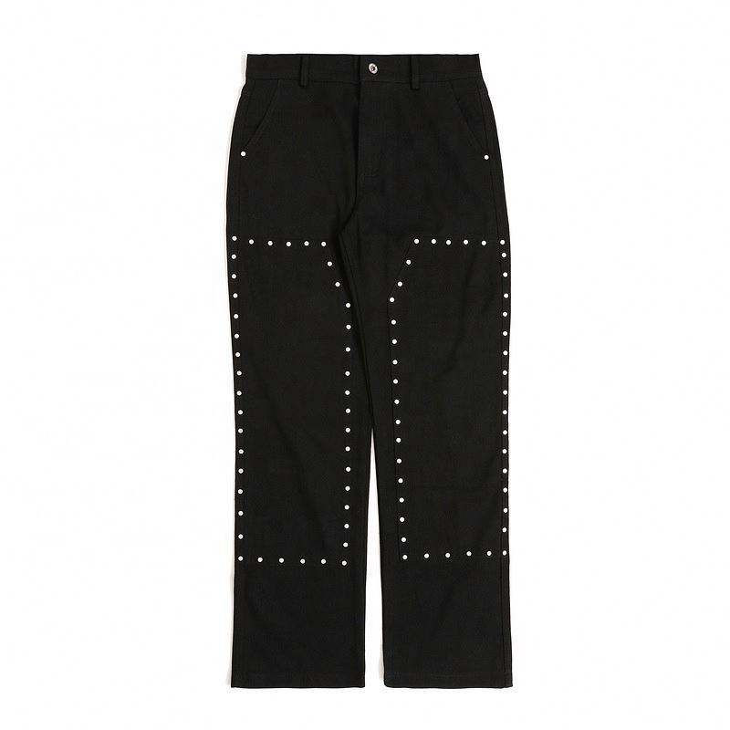 OEM Manufacturer Custom Logo High Street Casual Pants Loose Solid Color Rivet Overalls Casual Trousers For Men