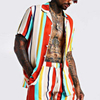 OEM Manufacturer Sublimated Mens Clothing Shirt Multicolor Striped Printed Short Sleeve Men Hawaiian Shirt