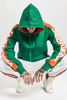 OEM Manufacturer Wholesale High Quality Custom Own Logo Green Orange Striped Pullover Hoodie With Mixed Color Blocking Hoodie