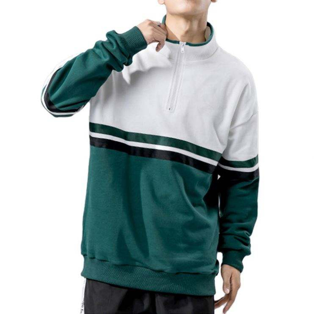 OEM -tillverkare 2022 Stand Collar Cotton Half Zip Sweatshirts Color Block Fashion Pullover Hip Hop Sweatshirts Men