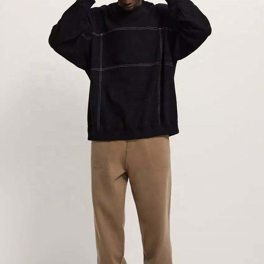 OEM ražotāja vīriešu džemperis ar garām piedurknēm franču frotē modes ielas vienkāršs, tukšs džemperis
