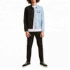 Oem Manufacturer Custom Mens Half Blue Black Split Color Denim Block Jean Jacket