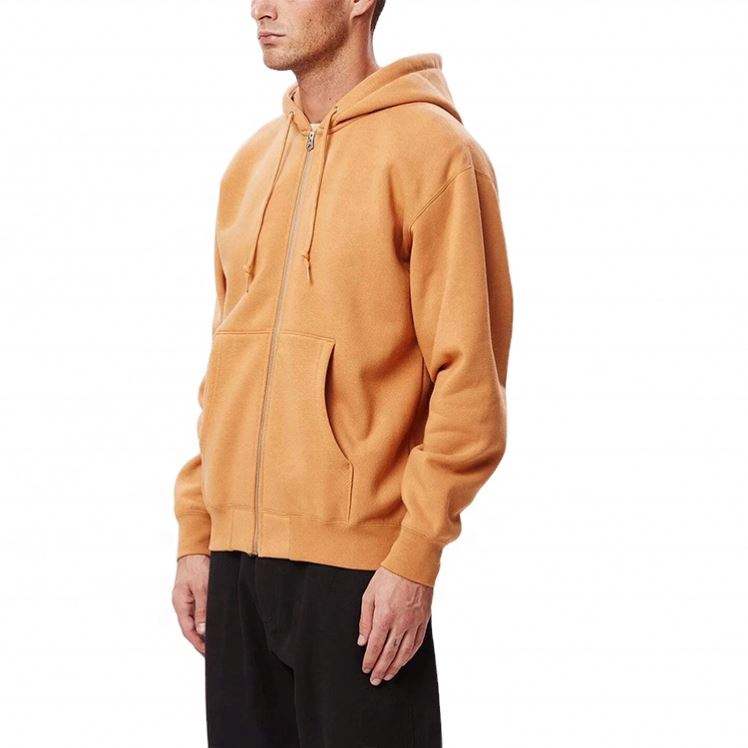 OEM Manufacturer Wholesale Zipper Up Fleece Hoodies Regular Fit Men Plain Blank Brown Fleece Sweatshirt Hoodies