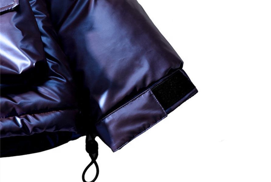 OEM Manufacturer Custom Men's Hooded Down Three-Dimensional Pocket Bright Casual Cotton Coat Jacket