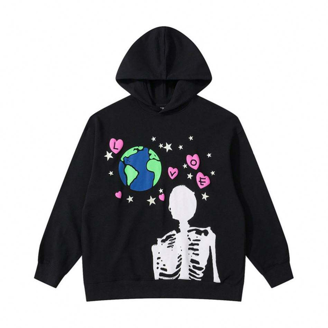 OEM-Hersteller Custom Logo Schaumgedruckte Floral Hoodie Fashion Lose einfacher Hip Hop Custom Hoodie