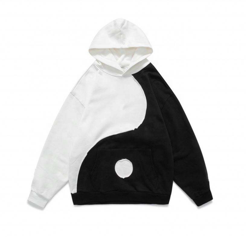 OEM Manufacturer Customized Color Block Applique Patchwork Casual Custom Sweatshirt Plus Size Hoodies Men Hoodies