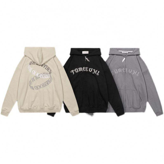OEM Manufacturer Custom Logo Oversized Heavyweight 460Gsm Men Zip Hoodie Custom Blank 100% Cotton Full Zip Up Hoodies