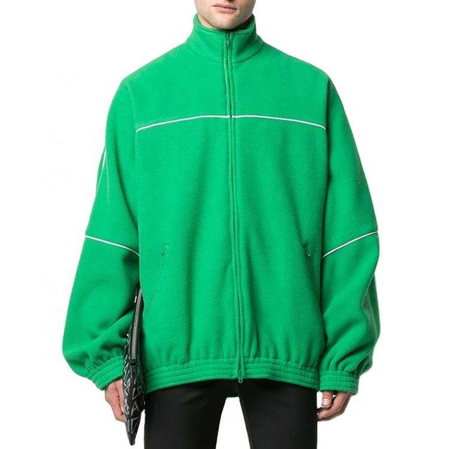 OEM Manufacturer Custom High Quality Warm Fleece Green Zip Up Hoodies Pullover For With Elastic Trim