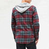 OEM Manufacturer Red Plaid Flannel Hooded Shirt Men