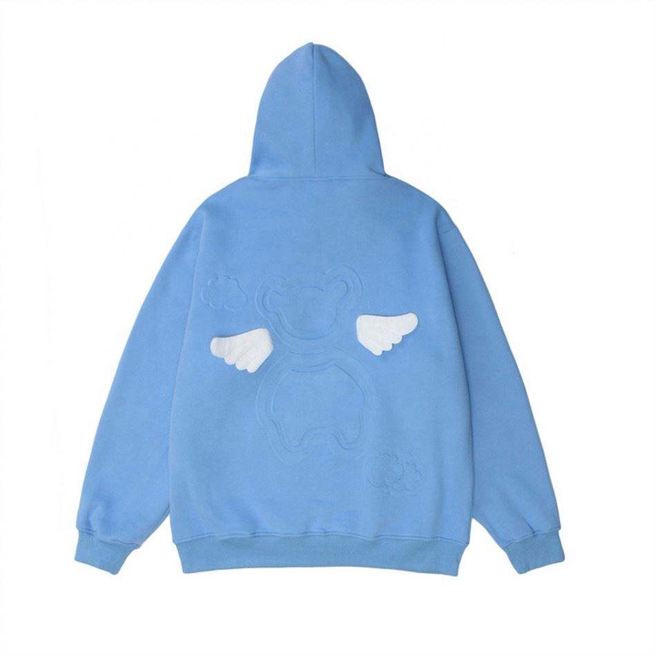 OEM Manufacturer Custom Men's Hoodie Embossed Sweater Angel Wings Hoodies