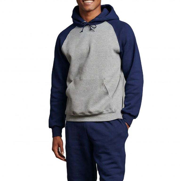 OEM Manufacturer Custom Mens Sports Color Block Fitness Gym Raglan Sleeves Hoodies Pullover