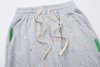 OEM Manufacturer Elastic Waist Patchwork Graffiti Joggers Custom Logo Stacked Men Sweat Pants Flare Sweatpants