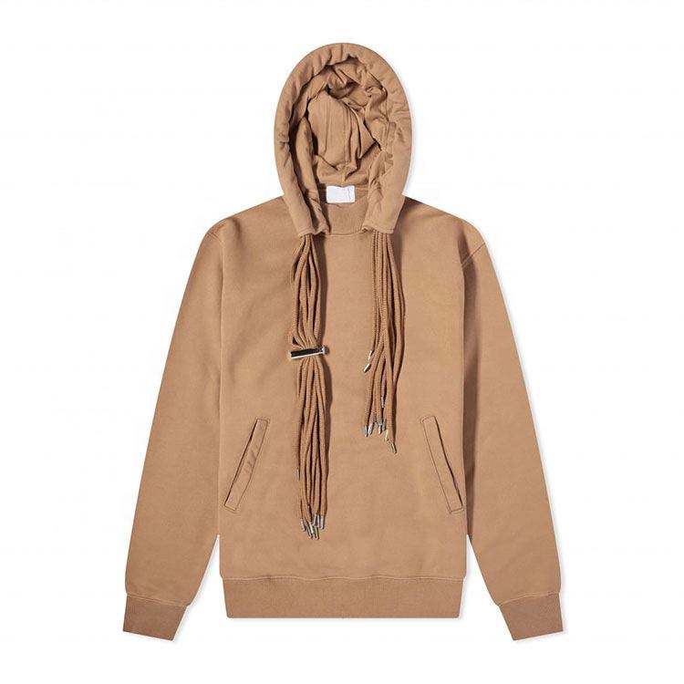 OEM Manufacturer Custom Cotton Oversized Unisex Hoodie Plain Both Sides Pocket Hoodie With Multiple Drawstring