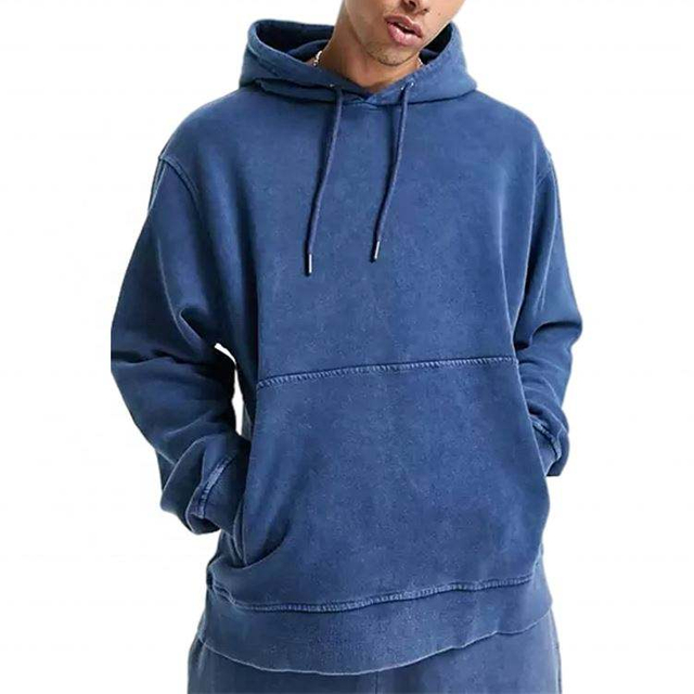 OEM Manufacturer Plain Garment Dyed Vintage Style Custom Thick Washed Loose Men Hoodies Clothing