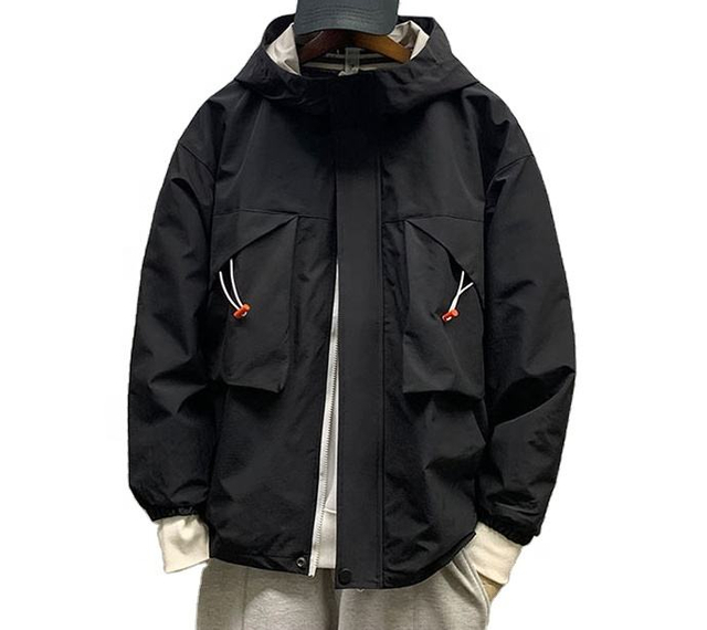 Oem Manufacturer Customized Solid Polyester Pocket Men's Coat Casual Loose Plus Size Jacket
