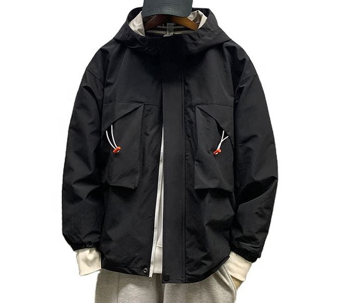 Oem Manufacturer Customized Solid Polyester Pocket Men's Coat Casual Loose Plus Size Jacket