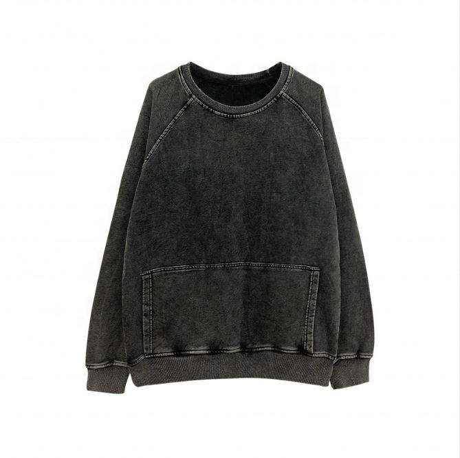 OEM Manufacturer Custom Vintage O Neck Pullover Long Sleeves Plus Size Hoodies