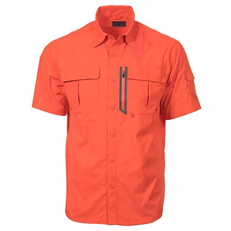 Snabbtorkande material Anti-UV kortärmad fiskeskjorta med anpassad logotyp