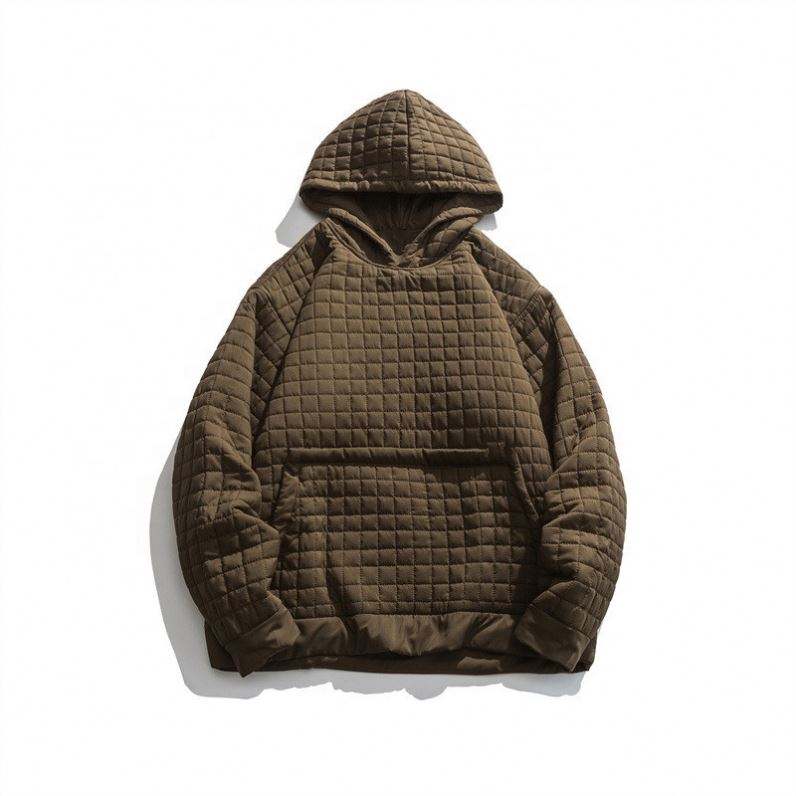 Oem Manufacturer Custom Plaid Casual Hooded Pullover Cotton-Padded Plus Sizes Coat Jacket