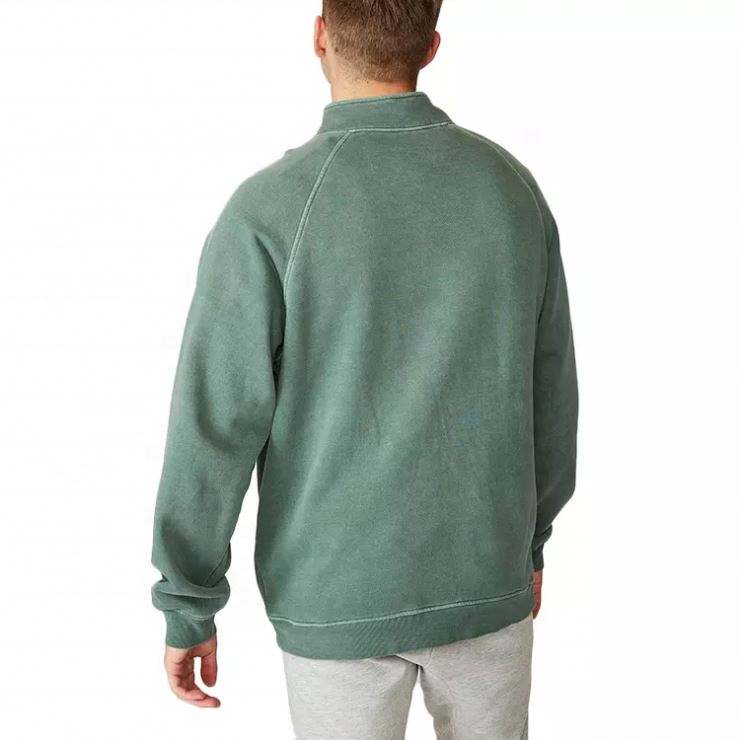 OEM-fabrikant Hoogwaardig herensweatshirt met kwartrits Groen fleece-sweatshirt met ronde hals voor heren