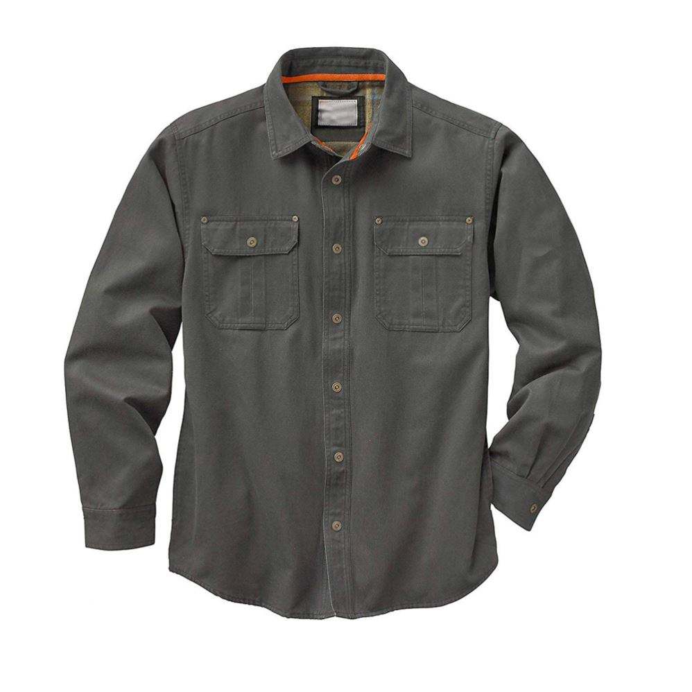 Men's Flannel Lined Rugged Suede Leather Shirt Jacket With Snaps