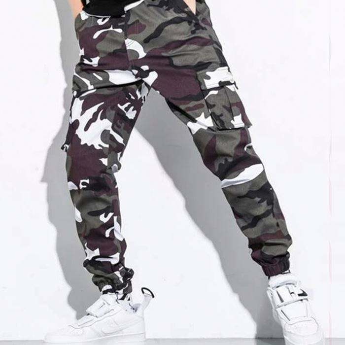 Custom Streetwear Camo Printed Flap Pocket Cargo Pants Mens