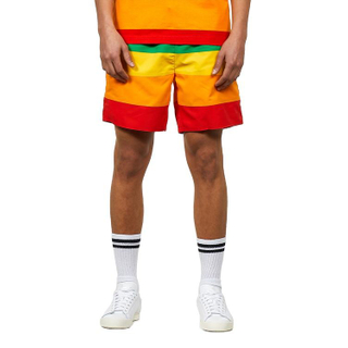 OEM 100%Polyester Men Color Block Shorts Custom Rainbow Shorts