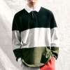Internationalis Wholesale Books Logo Long Sleeve Colorblock Rugby Polo Shirt